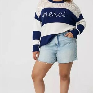 Torrid Navy and White Merci Sweater